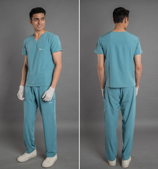 Teal Blue Scrub Set Men