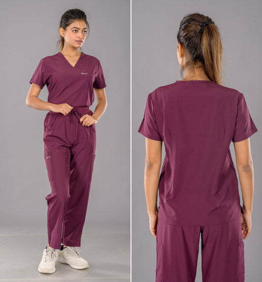 Marvelous Maroon Scrub Set Women